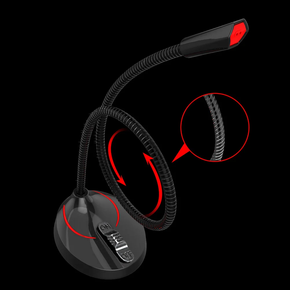

Adjustable Desktop For Broadcasting Online Conference Flexible Gooseneck Bracket Detachable Portable Black 3.5Cm Microphone