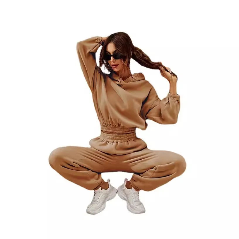 Women's Hoodie Set Long Sve Pure Color Patchwork Long Pants Faionable Casual Wear for Middle-Aged Women Autumn Season