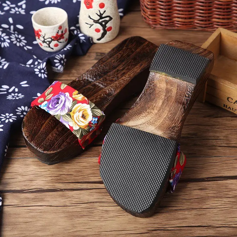 Anime Traditional Geta Clogs Cosplay Shoes Novelty Summer Wooden Sandals Women Indoor Antiskid Slippers