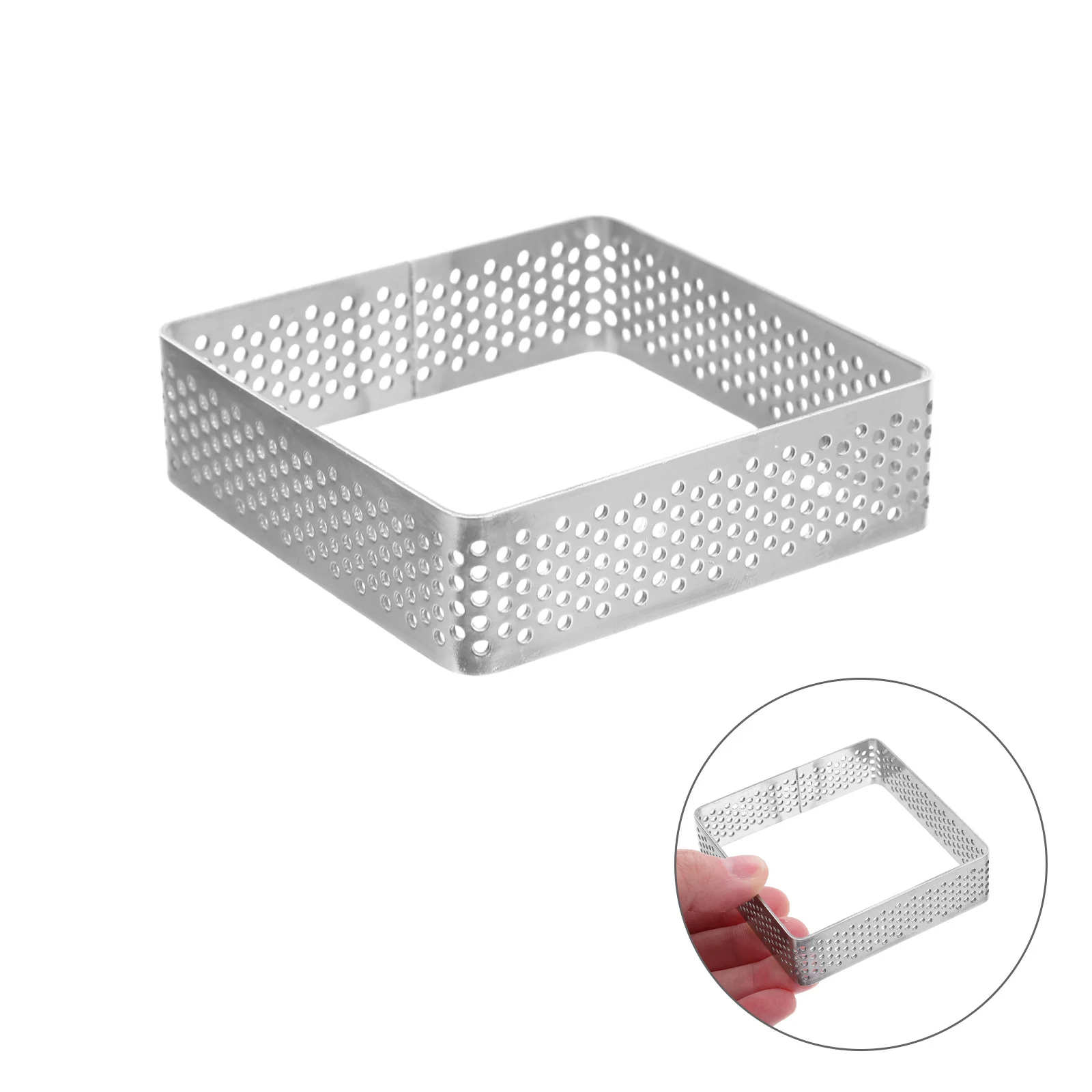 

3Pcs Stainless Steel Square Tart Rings Perforated Nonstick Cake Molds for Baking Mousse Cakes Pastries Tart Rings