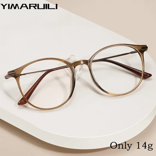 YIMARUILI nueva moda ultraligera Flexible TR90 gafas hombres aleación Retro redondo óptico gafas graduadas marco mujeres JH008