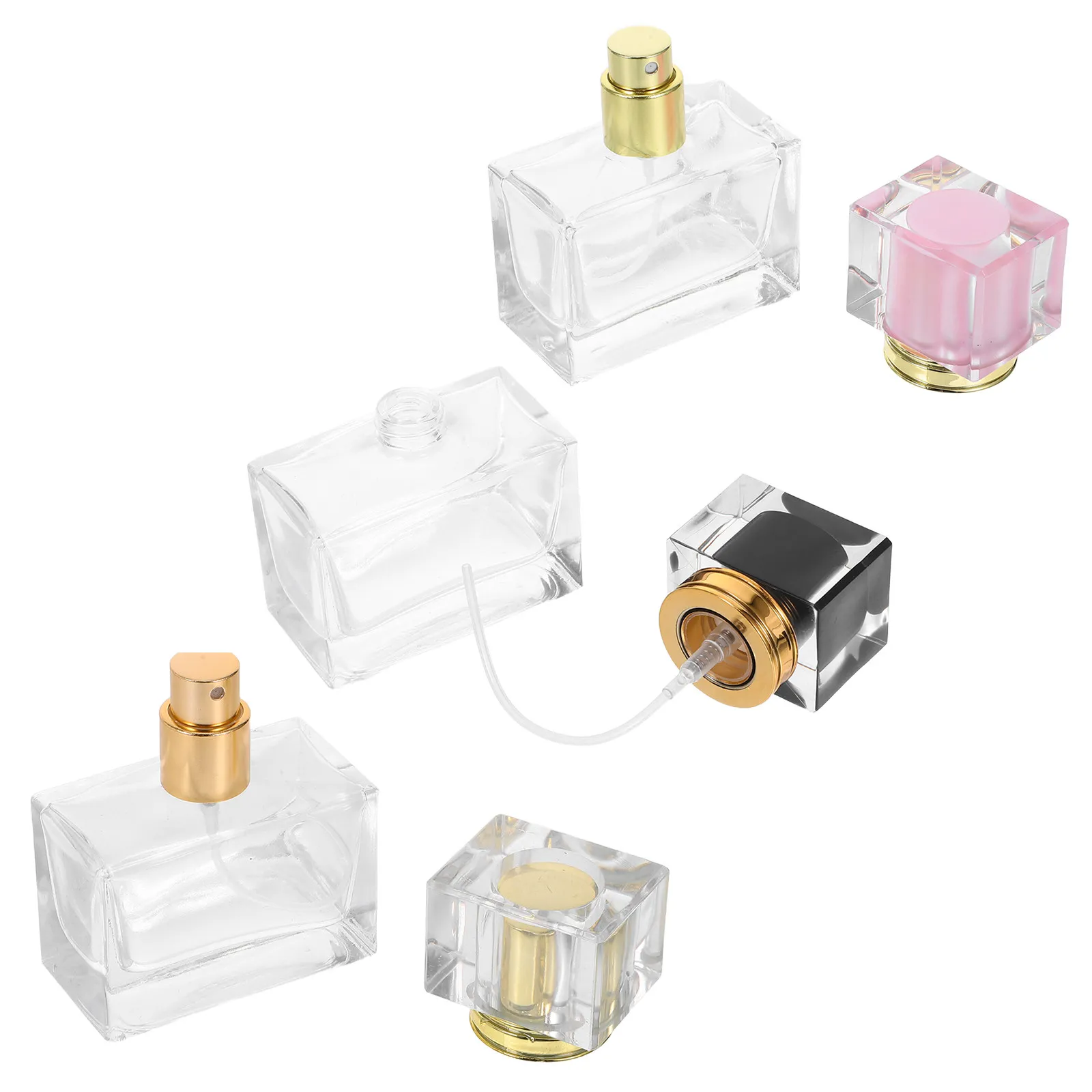 

3Pcs Perfume Sample Bottles Clear Square Refillable Glass Spray Bottles Travel Portable Decorative Small Empty Perfume