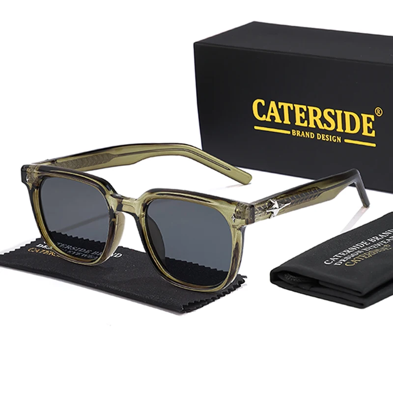 CATERSIDE Trend Square Man Sunglasses Large Frame Sun Glasses Party Travel Beach Eyewear Ideal Choice for Gifts UV400