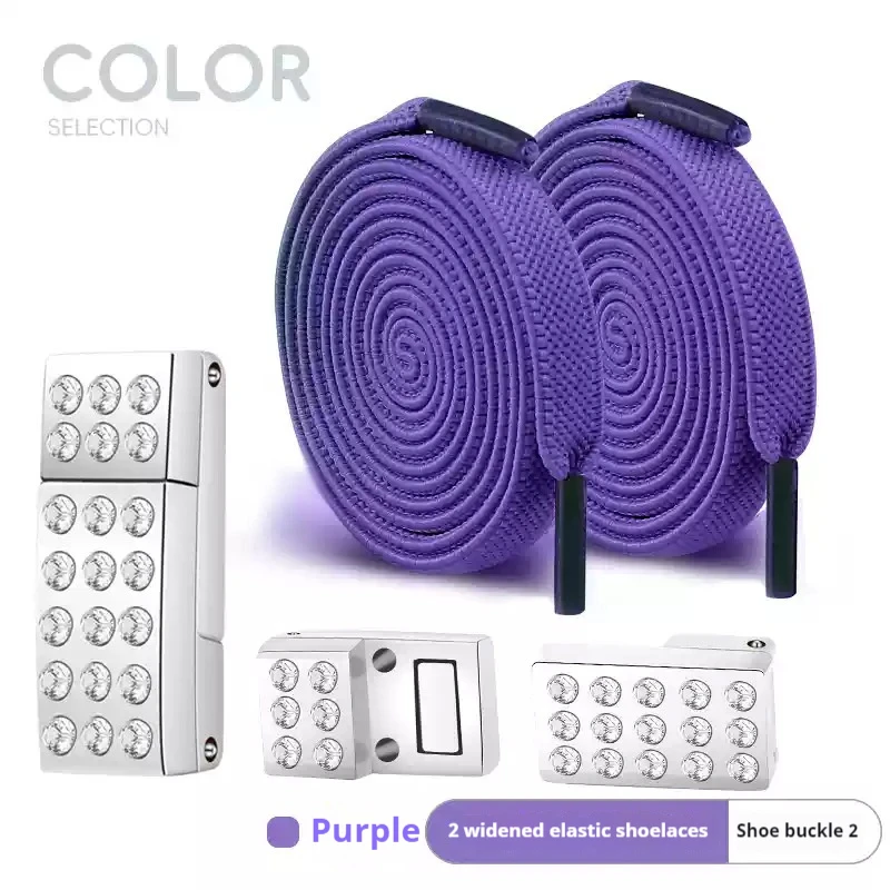 Diamond Magnetic Shoelaces without ties Elastic Laces Sneakers Tennis Women No Tie Shoe laces Flat Wide Shoelace Shoe Accessorie