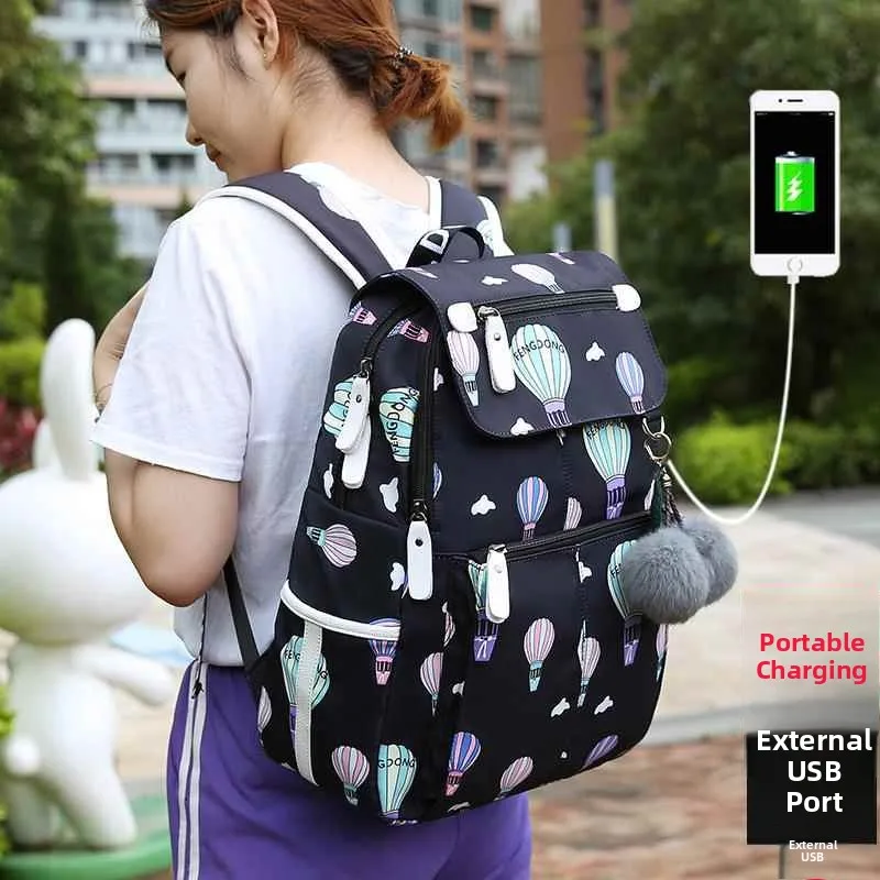 Casual Large Capacity Student Backpack Women's Double Shoulder Bag Lightweight Travel Print High School Elementary School Boo...