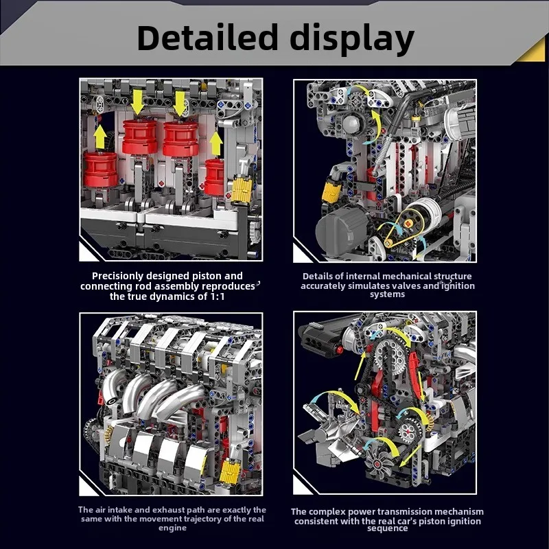 Inline 4-Zylinder L4 Benzinmotor V8 elektrische Lehr- und Bildungsbausteinspielzeuge elektrische Bausteinbaugruppe