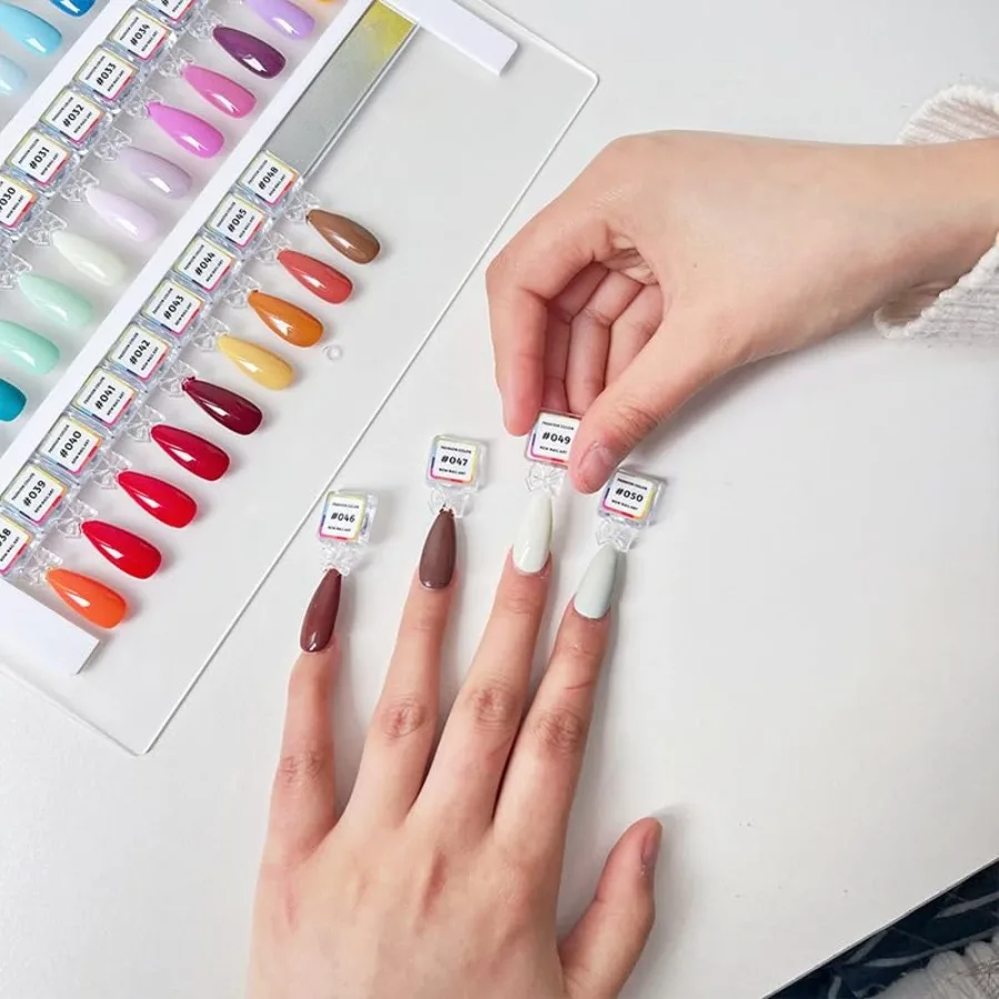 Acycoin2A 50 Kolorów Magnetyczna Odłączana Płytka do Testowania Kolorów Lakierów do Paznokci, Stojak do Widocznej Wizualizacji Kolorów Akrylowych i Pudrów do Zanurzania
