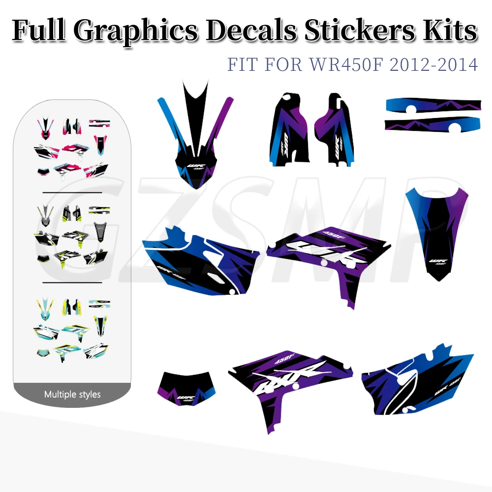 

Fit for Yamaha WR450F WR 450F 2012 -2015 2013 2014 Motocross Fairing Deco Graphic Background Decals Sticker Kit