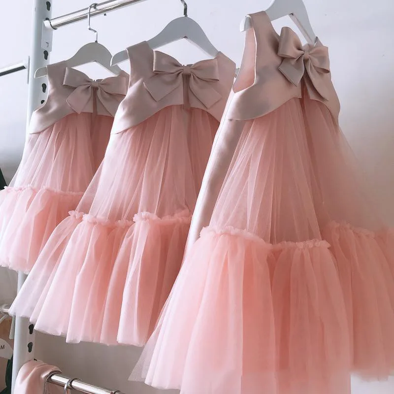 Abito elegante per bambini Abito per bambini in pizzo per ragazza Compleanno Natale Vestiti per bambini Ragazza Abito in tulle per bambini Abito rosa