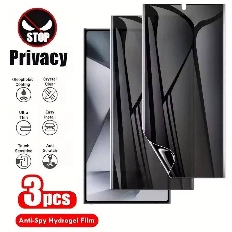 3Pcs Privacy Hydrogel Film For Samsung Galaxy S25 S24 S23 Ultra S22 S21 S20 S10 S9 S8 Note 20 10 9 8 Plus Screen Protector