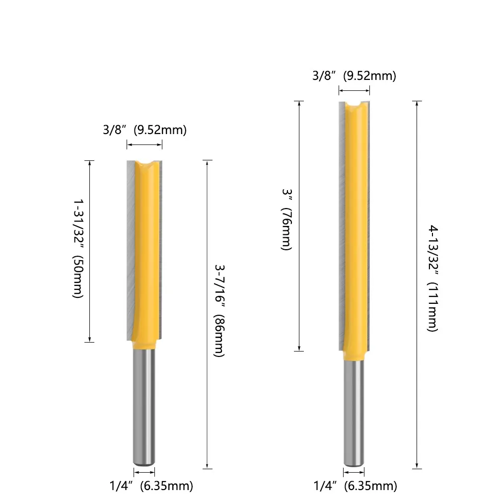 LAVIE Router Bit 1/4 Shank Extension Long Straight Trimming Knife CNC Bit Milling Cutters For Wood Edge Cutting MC01002