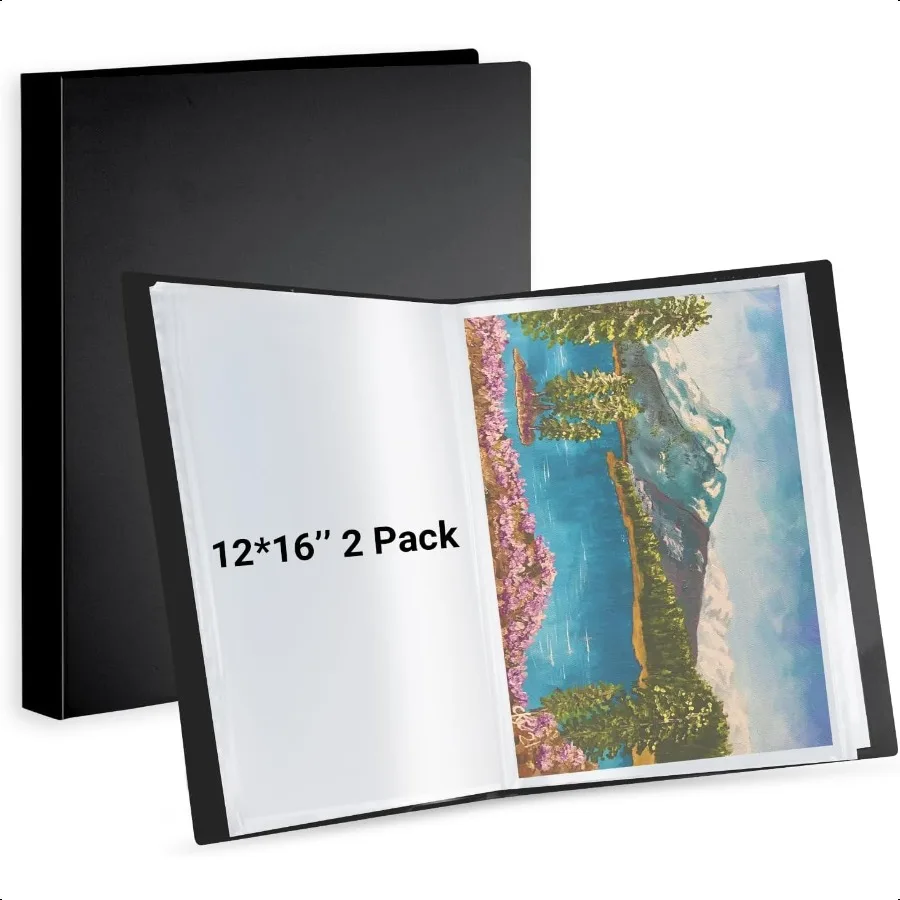 

12x16 Art Portfolio Folder with Clear Sheet Protectors 2Pack 60Pocket Portfolio Binder for Diamond Paintings Presentation Book