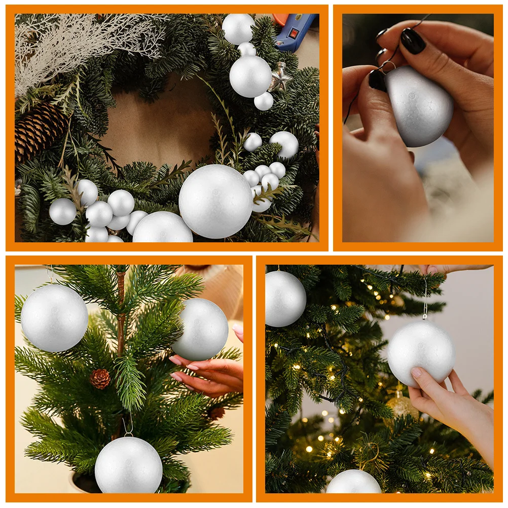 

50Pcs Round Foam Balls White DIY Craft Decor Christmas Party Wedding Ornaments Foam Balls Holiday Party Decor Foams Sphere