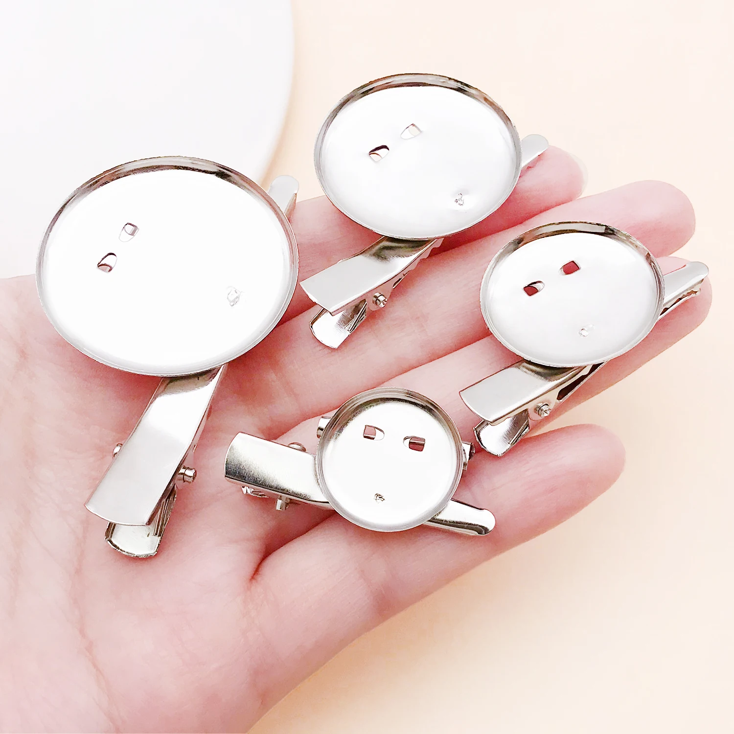 10pcs 20-35mm Round Brooch Base Hair Clips Concave Surface Blank Trays Brooch Pins For DIY Jewelry Making Findings Supplies ﻿