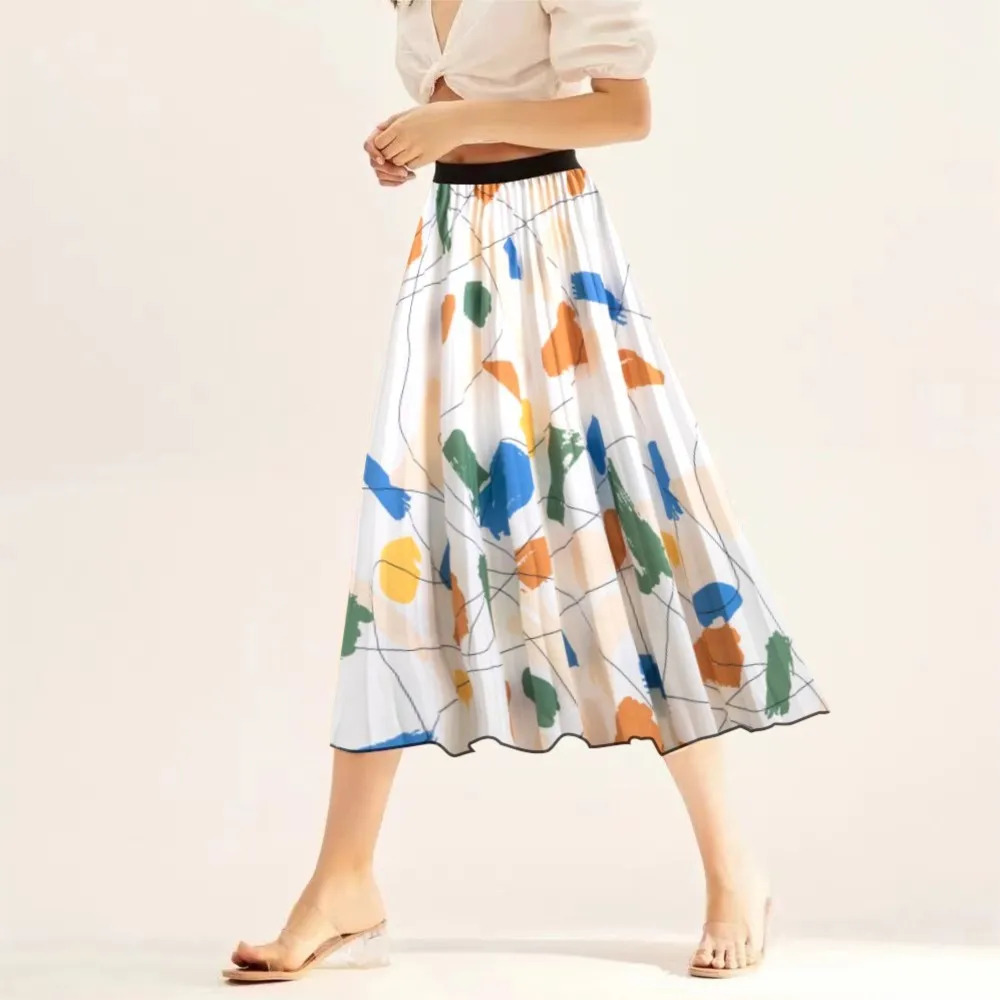 Summer New Fresh Sweet Skirt Long Skirt Puff Skirt Skirt Print Skirts For Women Saia Plissada Skirt Y2k Faldas Largas Elegantes