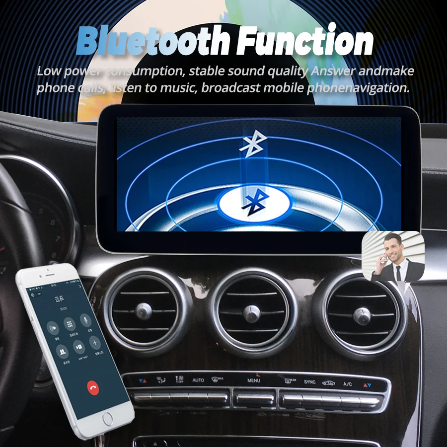 شاشة 256 جيجابايت أندرويد 14 Carplay لسيارة Mercedes Benz C Class GLC W205 NTG 5.5 2019-2020 مشغل فيديو الوسائط المتعددة HU BT Navi 4G