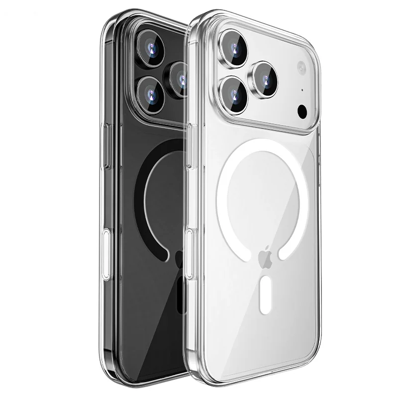 

For iPhone17 Pro Max,17 Pro Case ELVEV Magnetic Anti-fingerprint PC Soft TPU Ultra-thin Protection Phone Cover for iPhone Air
