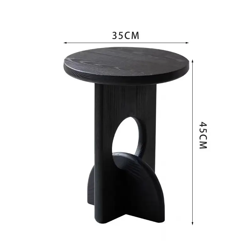 Customizable Nordic Minimalist Solid Wood C-Shaped Side Table - Round Corner Table