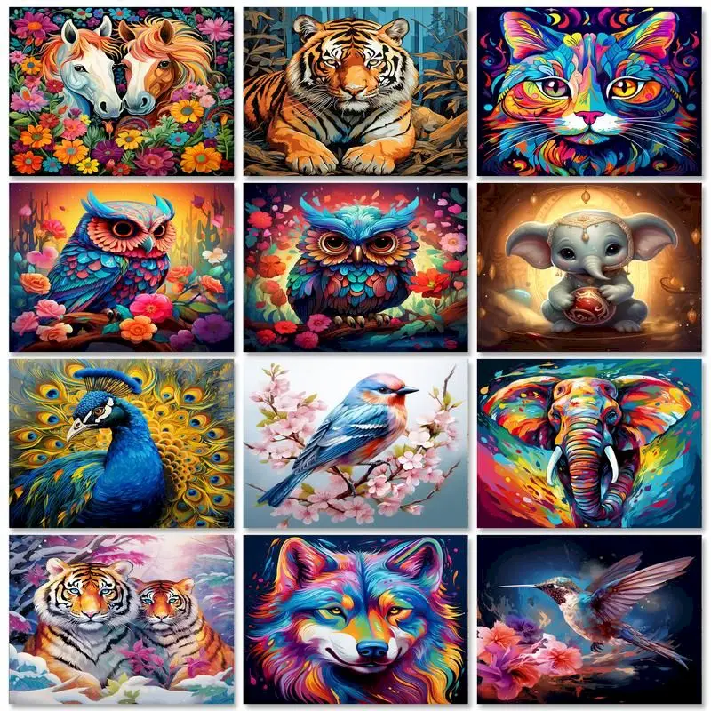 

GATYZTORY Modern Picture Paint By Numbers Frame Colorful Animals Handpainted Art Home Decors Coloring Numbers Painting Diy Gift