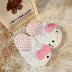 Sanrio Plush Slippers Cartoon Hello Kitty Melody Kuromi Girl Home Closed Toe Floor Shoes Girls' Dormitory Non-Slip Babouche