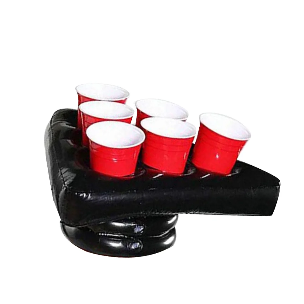 1PC PVC Inflatable Holder Beer Game Tray Aerated Triangular Tray Cartoon Inflatable Game Hat Tray for Kids Adults Game Supplies