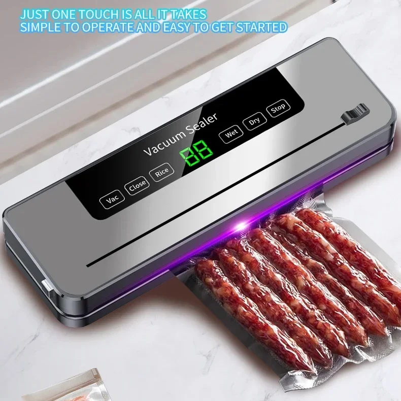 Food Vacuum Sealer Machine Wet Dry Machine with UV Kitchen Food Storage Sealing Machine Built-in Cutter Food Vacuum Packaging