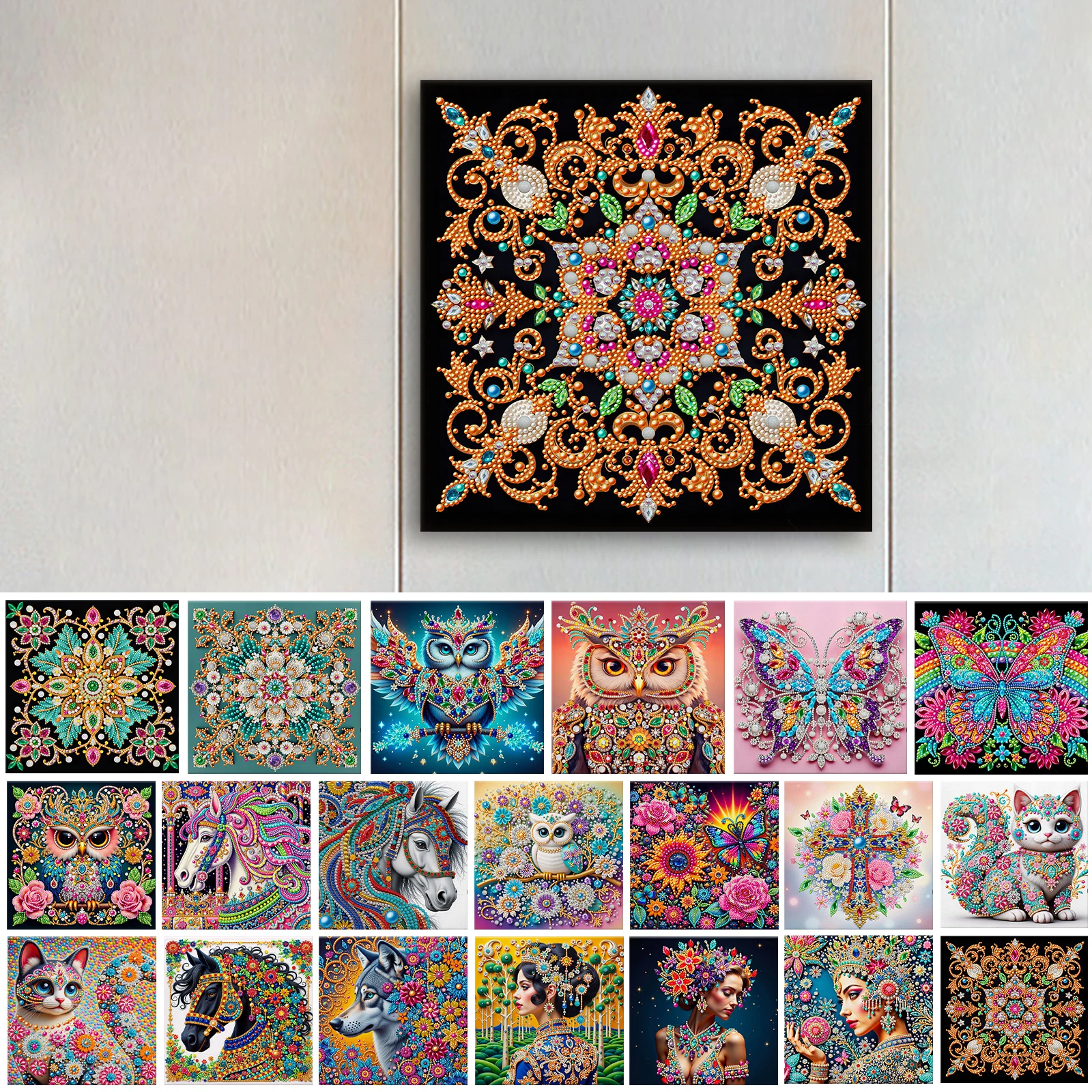 

Mandala Special Shaped 5D DIY Partial Drill Diamond Art Kit with Frame Diamonds Dots Gem Art Kits 29x29cm for Adults Home Decor
