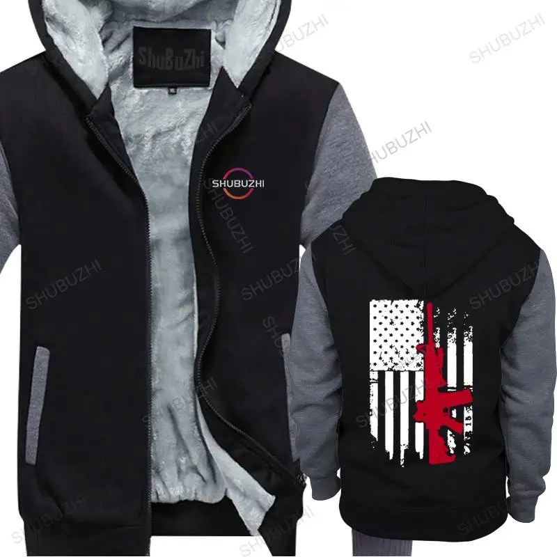 

Man black zipper thick hoodies High Quality Gun Free Right USA American AR 15 Flag men autumn winter sweatshirt drop shipping