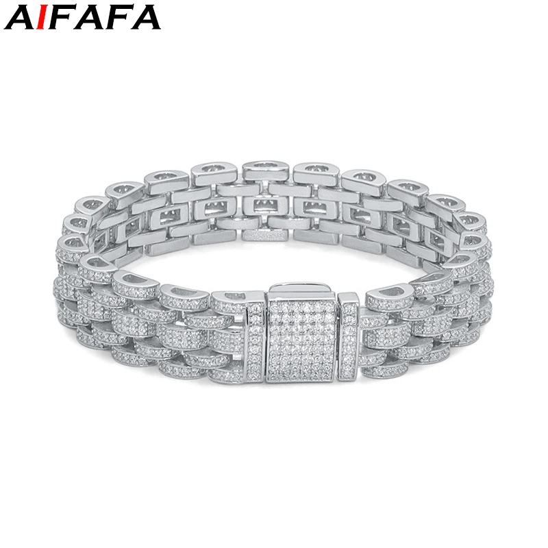 

Full Stone Bracelet Hip Hop Hand Chain Gold Silver Color Wristlet Fashion Accessories Jewelry