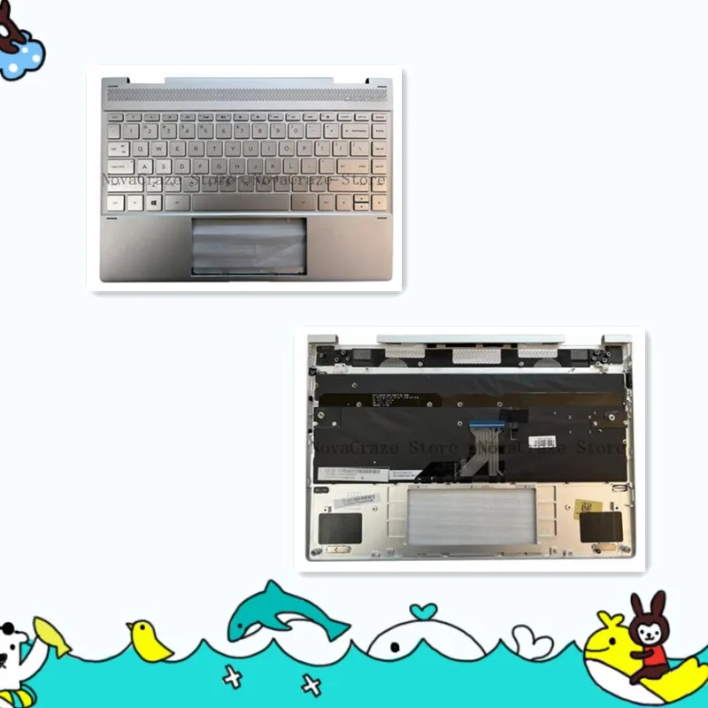 

942041-001 935430-001 Used For SPECTRE 13-AE 13-AE011DX PN-Q199 Palmrest w/ Backlit Keyboard (Silver) 13.3"