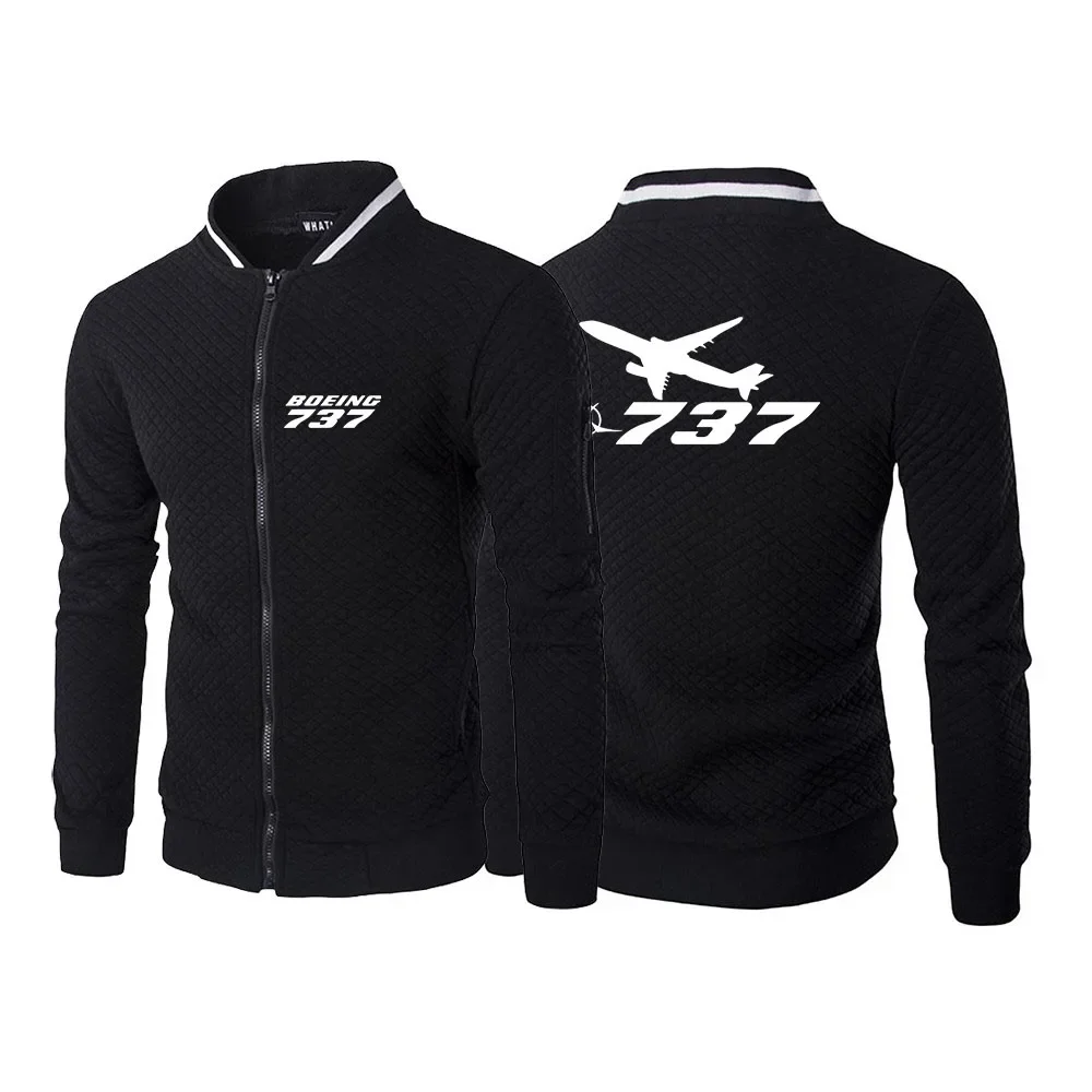 2022 Boeing 737 777 Men's New Long Sleeves Round Neck Casual Slim Fit Hoody Sweatshirt Cardigan Coat Zipper Hooded Tops Clothing