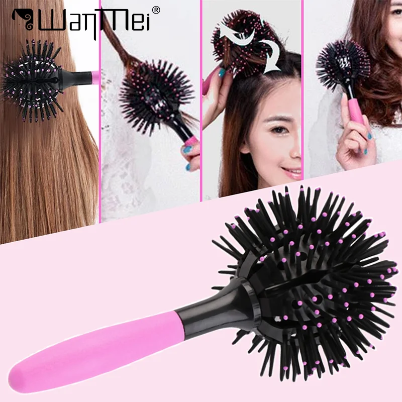 1/2 Stück 3D runde Lockenstab Sphärischer Lockenmassagekamm 360 °   Knotting Curler Comb Home DIY Hair Styling Tools Salon