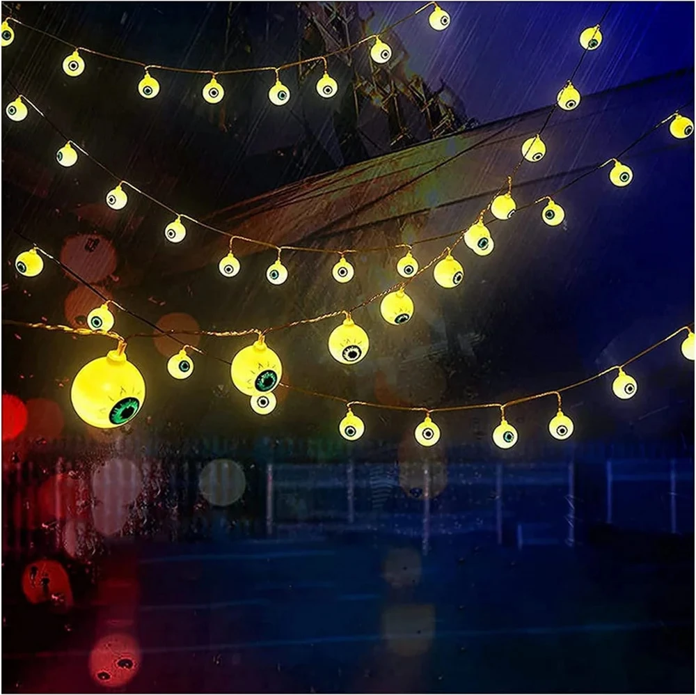 10/20 LED Battery Halloween Eyeball String Lights Creepy Warm Glow Atmosphere Lamp For Home Garden Bedroom Holiday Party Decor
