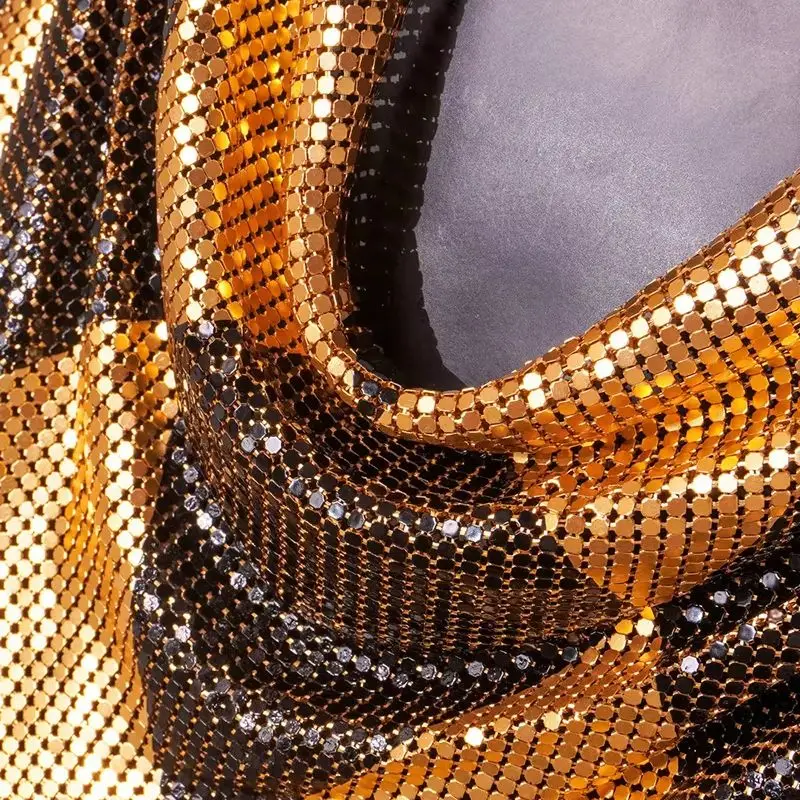 Sexy Graduation Party Metallic Sequin Tassels Golden Chainmail Dress Women Metal  Mesh Geometric Pattern Summer Casual Dresses - AliExpress 200000345