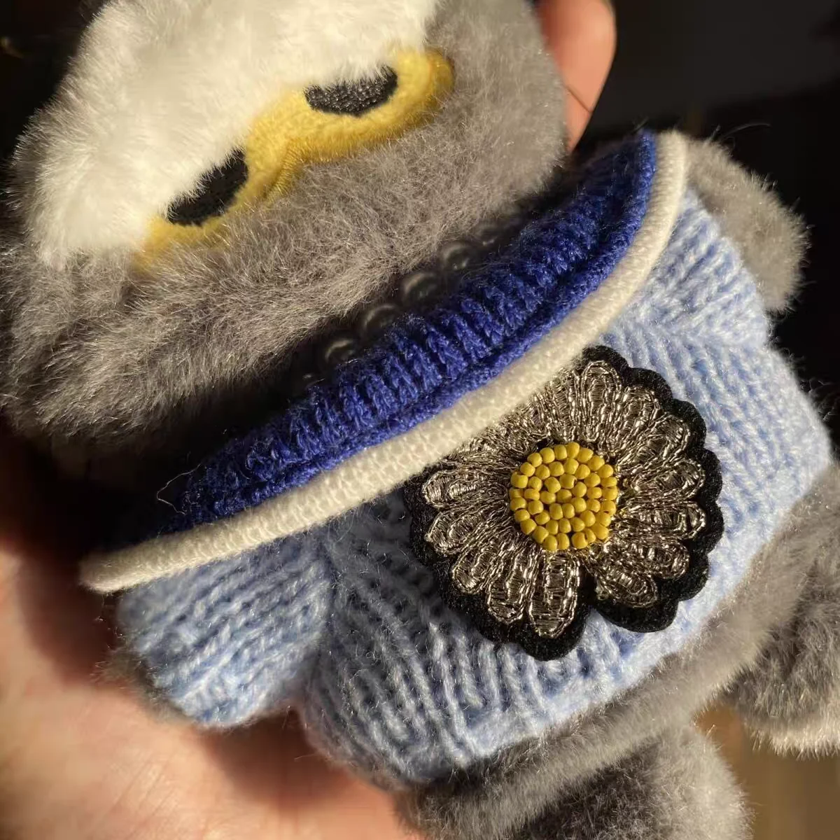 (ไม่มีเด็ก) ใหม่ ZOA ตุ๊กตาลูกแมวพวงกุญแจเสื้อสเวตเตอร์เดซี่สีน้ำเงิน