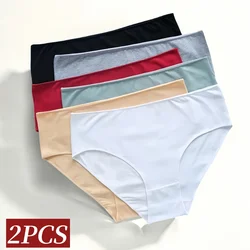 2 Pz/set Slip di Cotone Mutandine A Vita Alta Mutande Delle Donne di Colore Solido Biancheria Intima Comfort Lingerie M-2XL Pantys Intimo Femminile