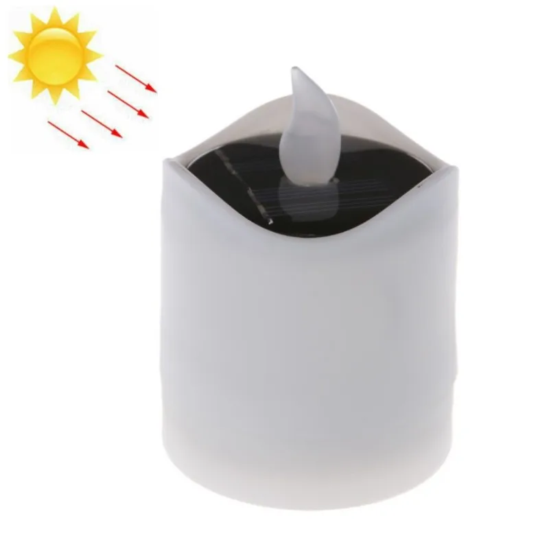 6Pcs Solar Powered LED Candle Light Yellow Outdoor Waterproof Flicker Tea Lamp for Festival Wedding Party Romantic Decor image 2