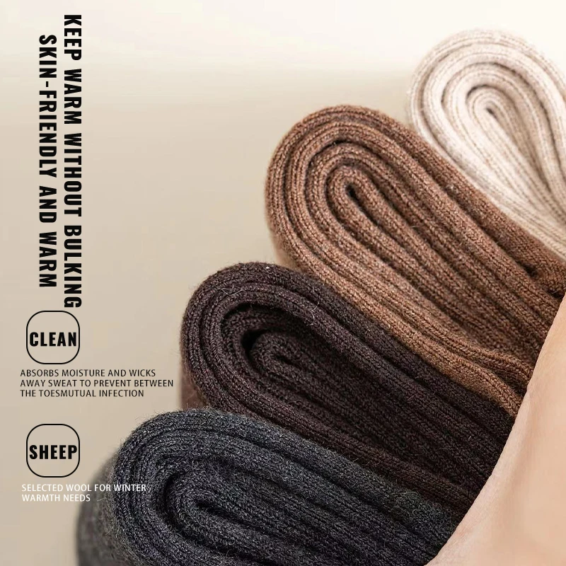 MiiOW 5Pairs Men Five Finger Long Socks Cold Resistant Cashmere Split Toe Stocking Thicken Heated Winter Warm Merino Wool Sock