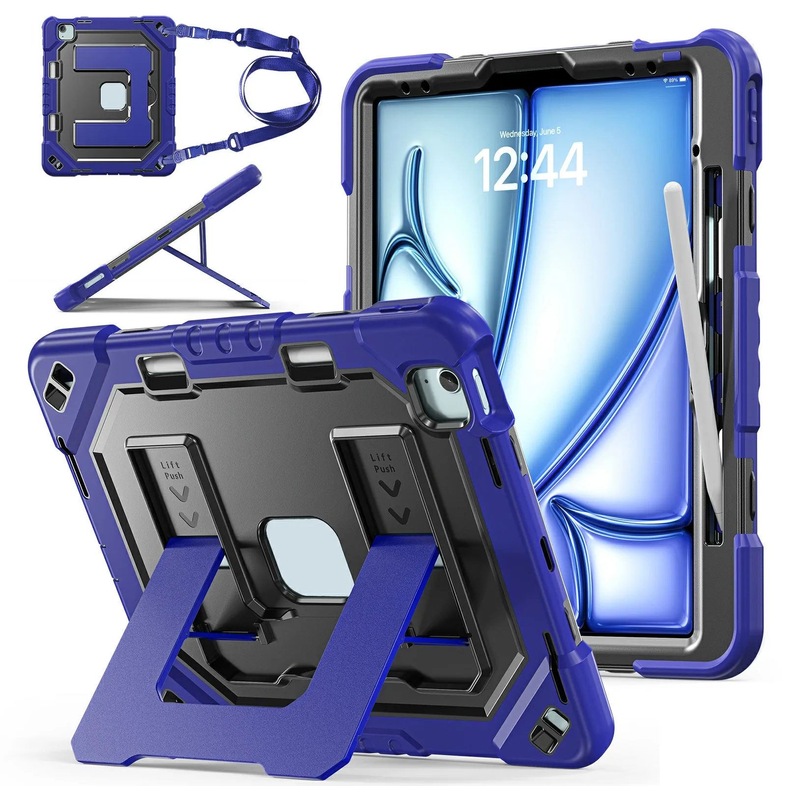 Tablet Case For iPad Air 13 (2026) / (2025) / (2024) / iPad Pro 12.9 (2022) / (2021) / (2020) / (2018) Shockproof PC + TPU + Sil