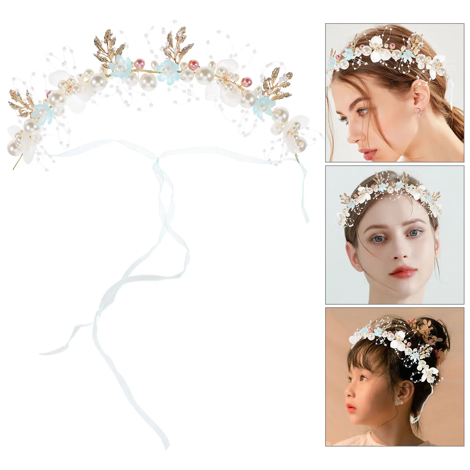 

Flower Headband Carnival Headdress Pearl Bridal Hairband Wedding Party Bridesmaid Girls Hair Accessories Hairstyles