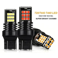 2 uds T20 7443 luz de freno Led bombilla de luz de marcha atrás apta para coche Universal 7440 W21W W21/5W luz roja ámbar 12V