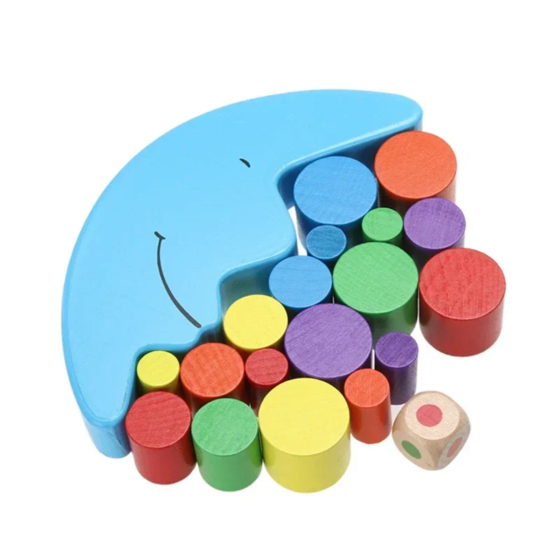 Wood Blue Moon Balance Game Kids Educational Toys For Children Wooden Toys Balancing Blocks Baby Children Colorful wooden blocks