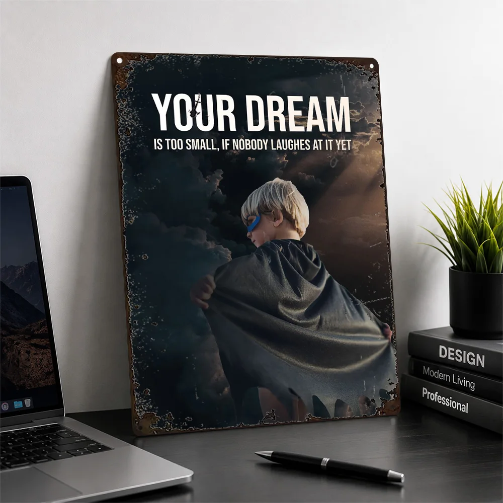 Swordsman With Dream Quote Aluminum Poster Cinema Inspired Wall Art For Home Office Personalized Metal Sign Encouragement Gift