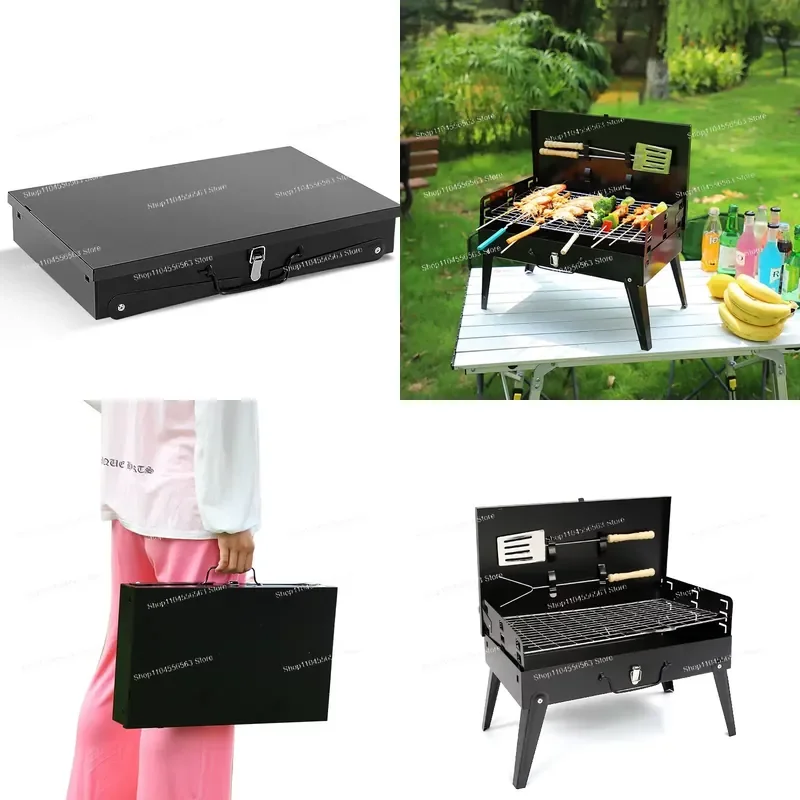 Ultimate Multi-functional Outdoor BBQ Grill - Portable Foldable Camping/Patio Grill, Compact Box-style Design for Picnics