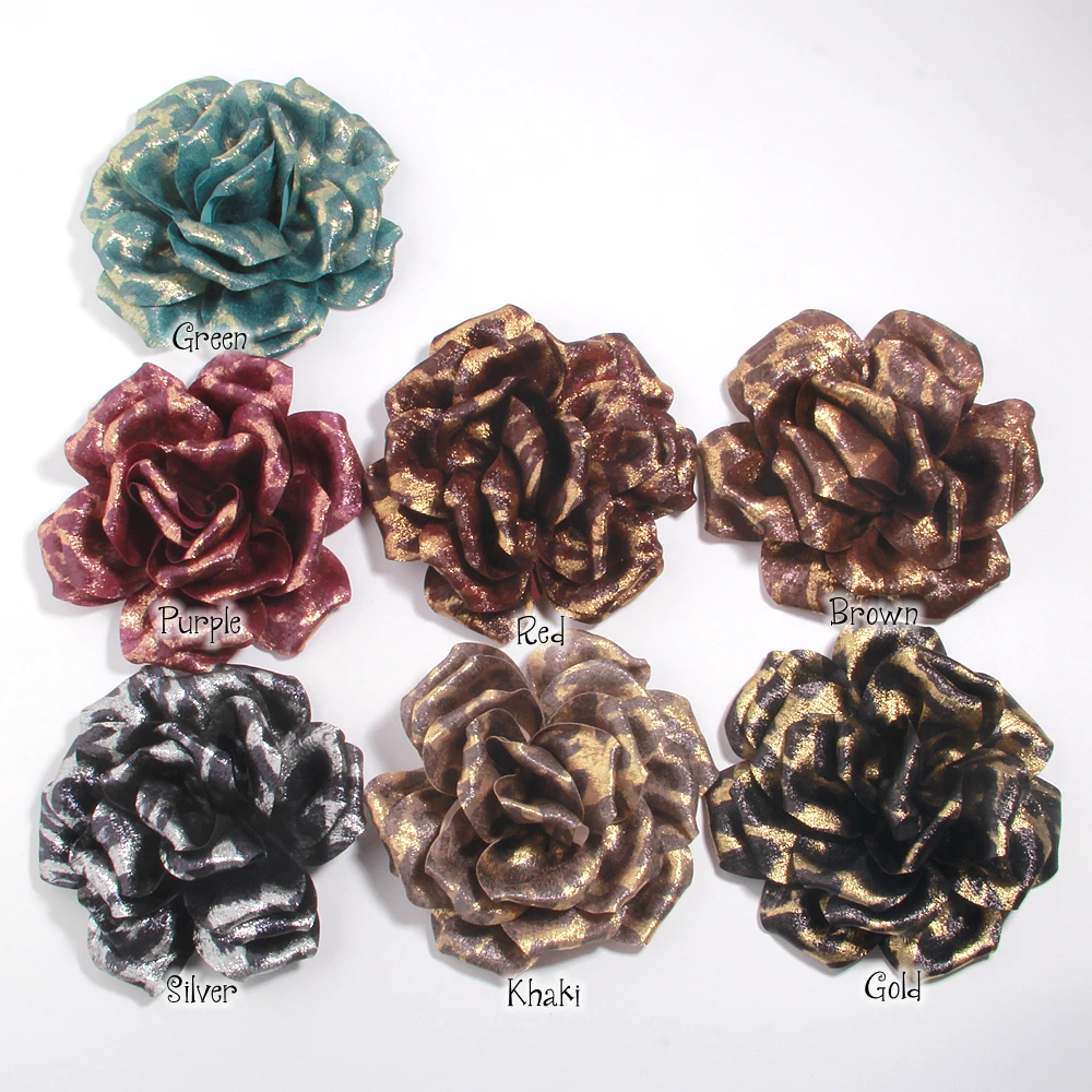 Fashion French Satin Large Fabric Flower Pins Cloth Fabric Handmade Flower Exaggerated DIY Flower Brooch Pins Wedding Party