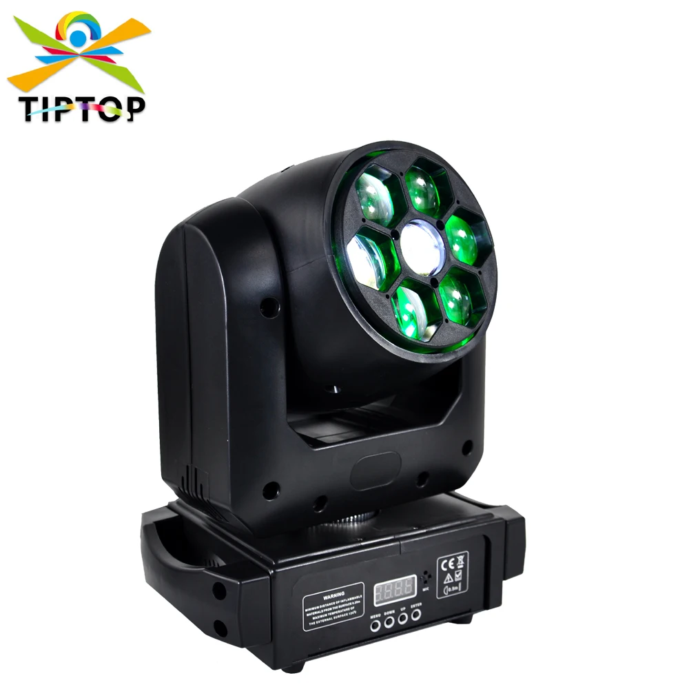 TIPTOP 100W Led Moving Head Spot Light with 6x10W RGBW Bee Eye Effect Rotation Lens 17 Channels Color Gobo Wheel 180W High Power