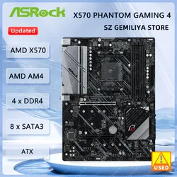 X570 Motherboard ASROCK X570 PHANTOM GAMING 4 AM4 4×DDR4 128GB PCI-E 4.0 ATX For Ryzen 5600 4600G 5700 PRO 2700 3400G cpu