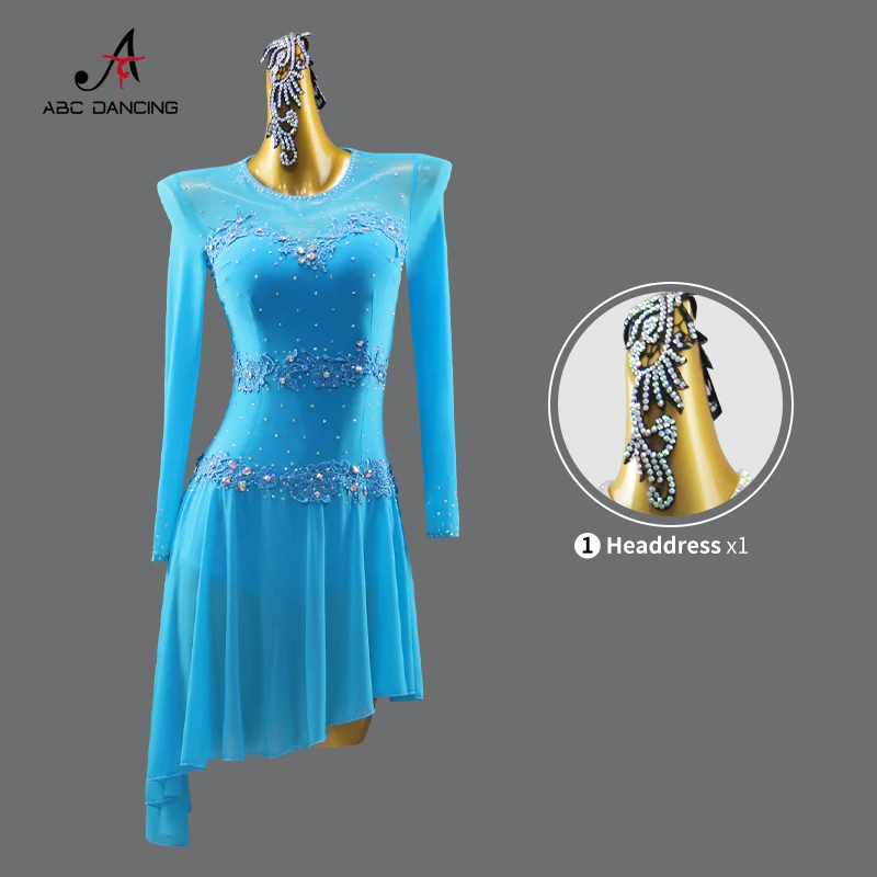 Women Dancewear Dress Latin Dance Practice Ballroom Competition Clothes Carnival Costumes Evening Female Long Sleeves Party Suit