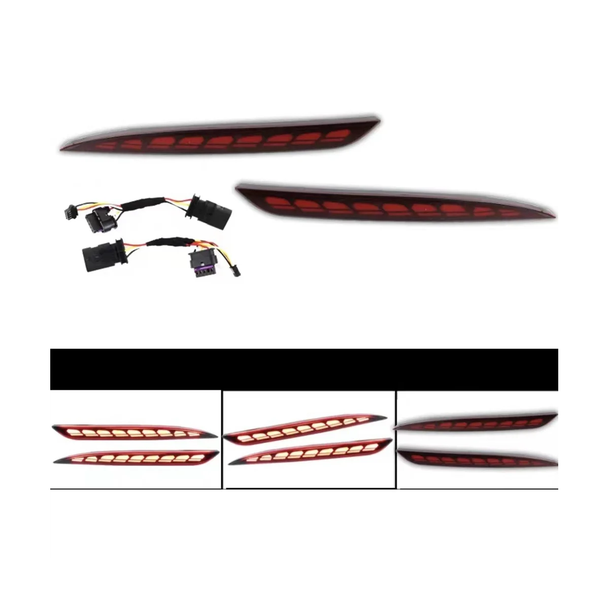 1 Pair New Dragon Scales Turning Light for Model 3 Rear Bumper Light Rear Fog Light Retrofit Red