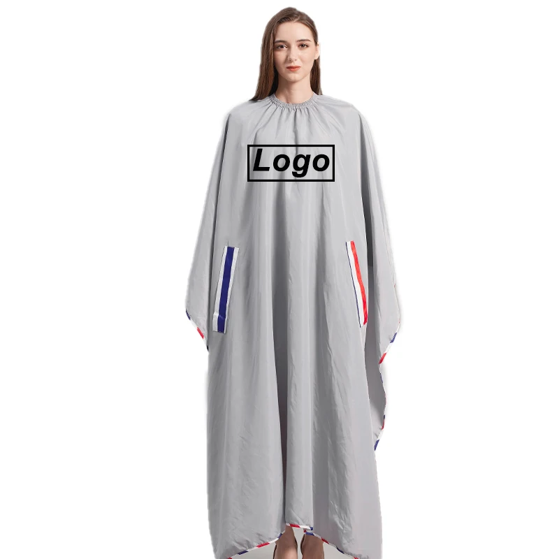 Customized Logo Colorful Edge Hidden Sleeve Hairdressing Cape Waterproof Apron Beauty Salon Barber Robe Gown Can Play Phone 1679